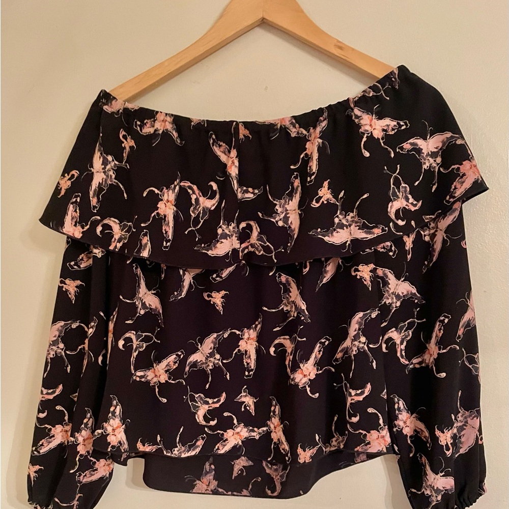 Wilfred Aritzia Morel Off the Shoulder Ruffle Butterfly Long Sleeve Top Sz M